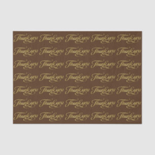 Elegant Faux Gold And Brown Thank You Pattern Tissue Paper