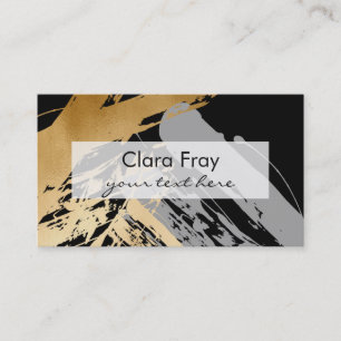 elegant faux gold and grey brushstrokes business card
