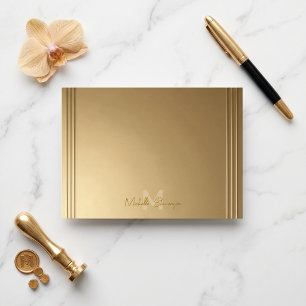 Elegant Faux Gold Art Deco Script Monogram Card