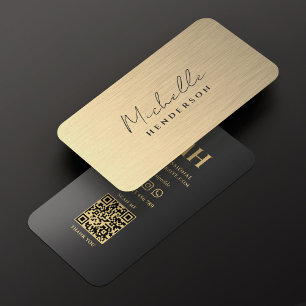 Elegant Faux Gold Black Minimalist Modern  Business Card