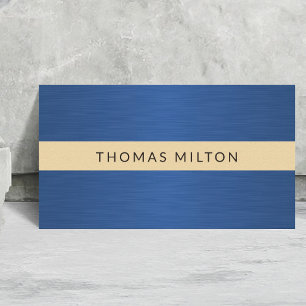 Elegant Faux Gold Blue Metal Stripe Consultant Business Card
