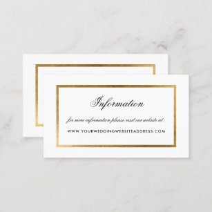 Elegant Faux Gold Border Information Website Business Card