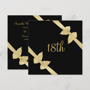 Elegant Faux Gold Bows 18th Birthday Invitation