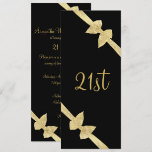 Elegant Faux Gold Bows 21st Birthday Invitation