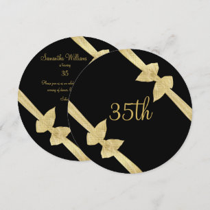 Elegant Faux Gold Bows 35th Birthday Invitation