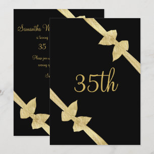 Elegant Faux Gold Bows 35th Birthday Invitation