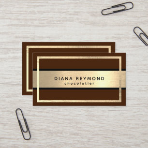 Elegant Faux Gold Brown Chocolatier Business Card
