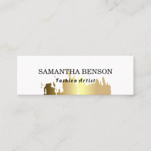 Elegant Faux Gold Brushed Vertical Mini Business Card