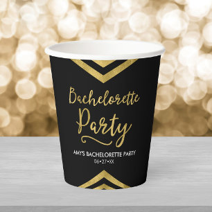Elegant Faux Gold Chevron Bachelorette Party Paper Cups