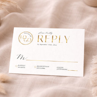 Elegant Faux Gold Company Logo Business Event RSVP Card