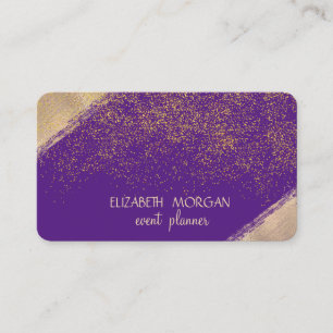 Elegant  Faux Gold Confetti , Violet Business Card
