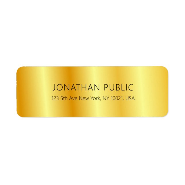 Elegant Faux Gold Custom Simple Template Return Address Label (Front)