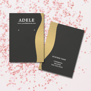 Elegant Faux Gold Dark Grey Earring Card