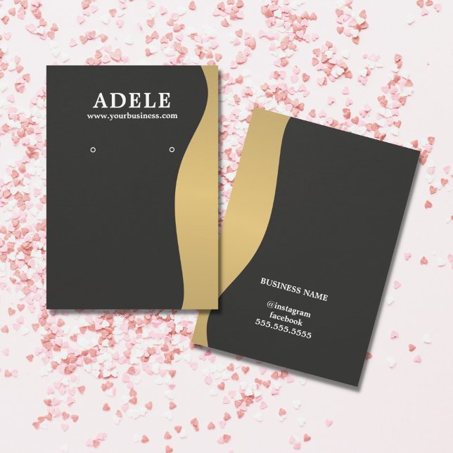 Elegant Faux Gold Dark Grey Earring Card (Creator Uploaded)
