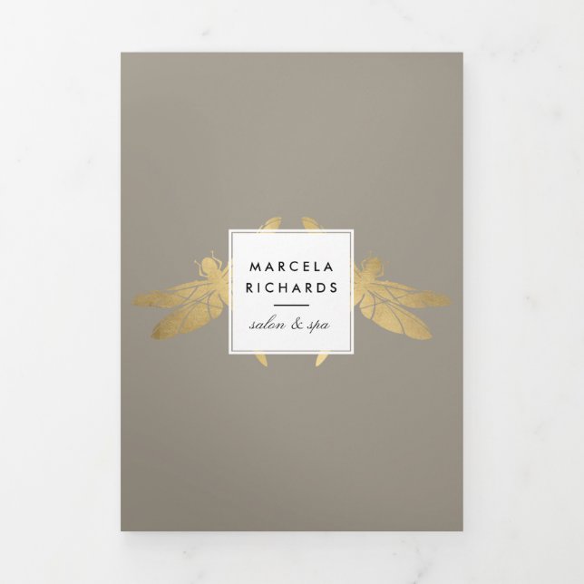 Elegant Faux Gold Dragonfly Duo Taupe Brochure (Cover)