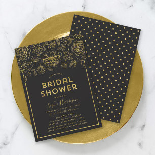 Elegant Faux Gold Floral Bridal Shower Invitation