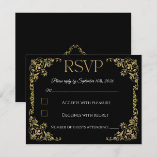 Elegant Faux Gold Foil Botanical RSVP Wedding Card