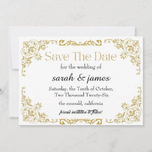 Elegant Faux Gold Foil Botanical Wedding Save The Date