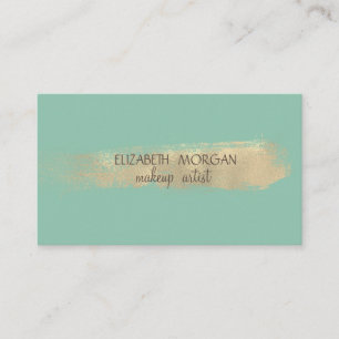 Elegant Faux Gold Foil Brush Stroke,Mint Green Business Card