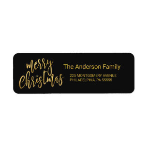 Elegant Faux Gold Foil Christmas Return Address Label