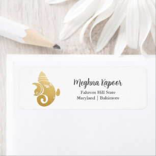 Elegant Faux Gold Foil Ganapati Indian God Return Address Label