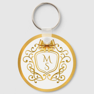 Elegant Faux Gold Foil Monogram Wedding Favour Key Ring