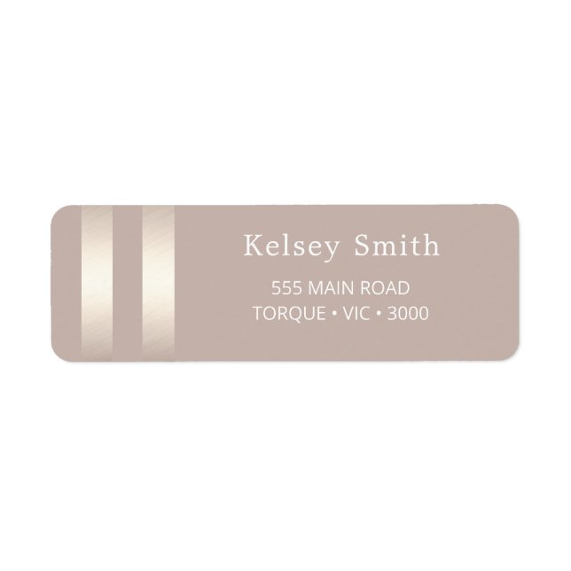 Elegant Faux Gold Foil Stripe Return Address Label (Front)
