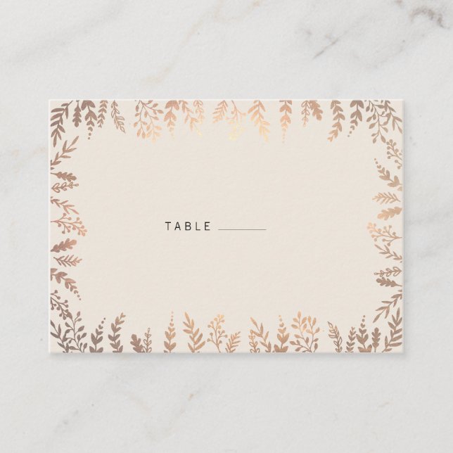 Elegant Faux Gold Foliage Escort Card (Front)