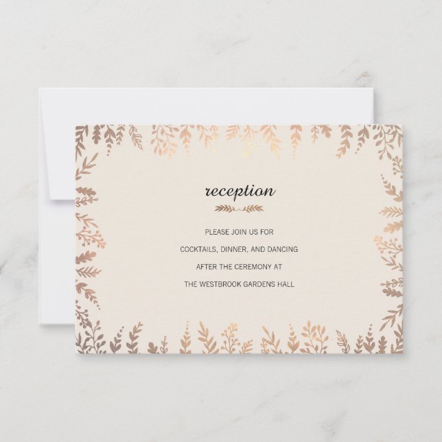 Elegant Faux Gold Foliage Insert Invitation (Front)