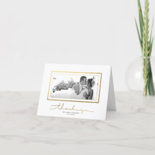 Elegant Faux Gold Frame Photo Thank You Card