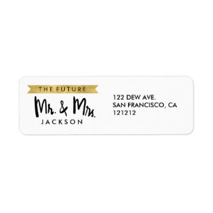Elegant Faux Gold Future Mr and Mrs Return Address Label