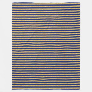 Elegant Faux Gold Glitter and Blue Stripe Pattern Fleece Blanket
