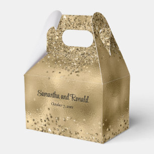 Elegant Faux Gold Glitter and Foil Wedding Favour Box