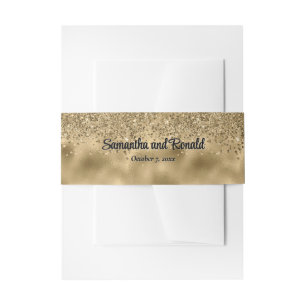 Elegant Faux Gold Glitter and Foil Wedding Invitation Belly Band
