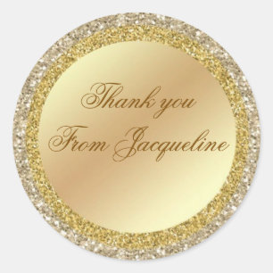 Elegant Faux Gold Glitter Classic Round Thank You Sticker