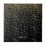 elegant faux gold glitter confetti black marble ceramic tile<br><div class="desc">Elegant and stylish design featuring faux gold glitter dots and black marble.</div>
