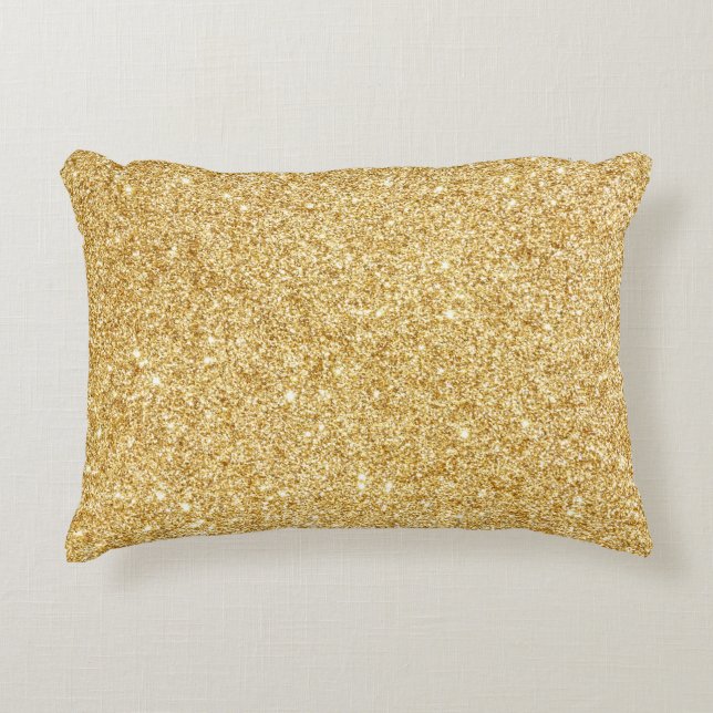 Elegant Faux Gold Glitter Decorative Cushion (Front)
