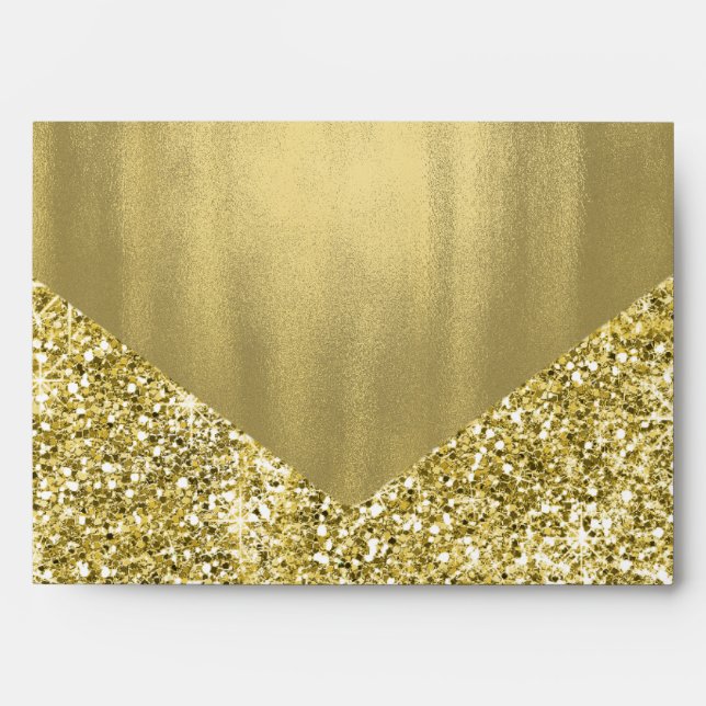 Elegant Faux Gold Glitter Foil Envelopes (Front)