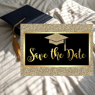Elegant Faux Gold Glitter Graduation Save The Date
