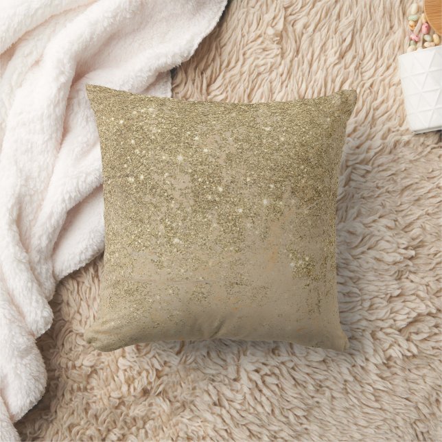 Elegant faux gold glitter ivory marble pattern cushion (Blanket)