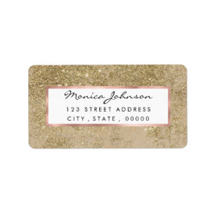 Elegant faux gold glitter ivory marble pattern label