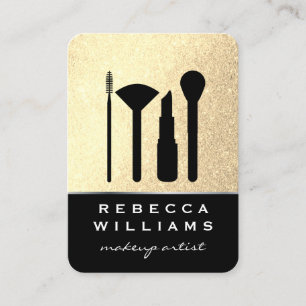 Elegant Faux Gold Glitter Makeup Set / Black Business Card