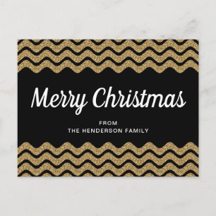 Elegant Faux Gold Glitter Merry Christmas Postcard