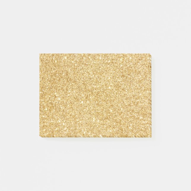 Elegant Faux Gold Glitter Post-it Notes (Front)