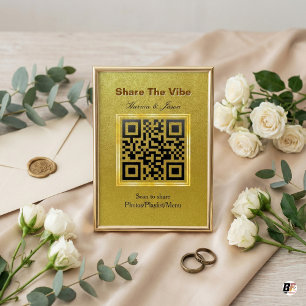 Elegant Faux Gold Glitter Share The Vibe Wedding  Table Number