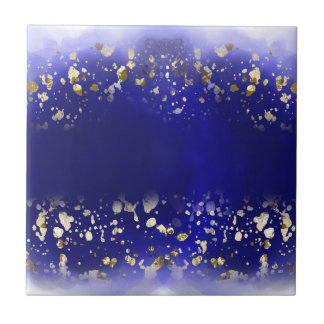 Elegant Faux Gold Glitter sparkle Blue  Ceramic Tile