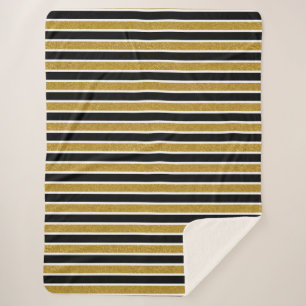 Elegant Faux Gold Glitter Stripes Sherpa Blanket