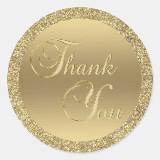 Elegant Faux Gold Glitter Thank You Envelope Seals