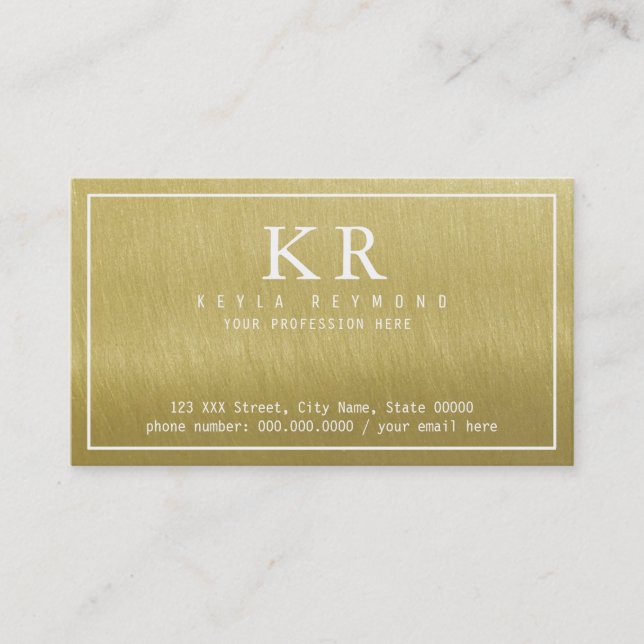 elegant faux gold / golden chic presentation business card (Front)