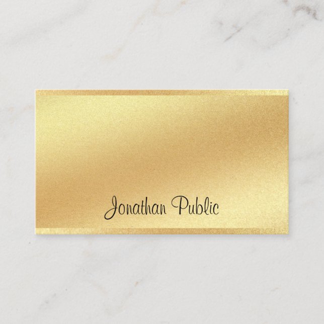 Elegant Faux Gold Hand Script Cool Excellent Look Business Card (Front)